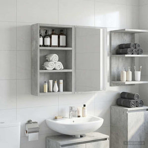 Dulap de perete pentru baie Gri Beton 30 x 10 x 50 cm