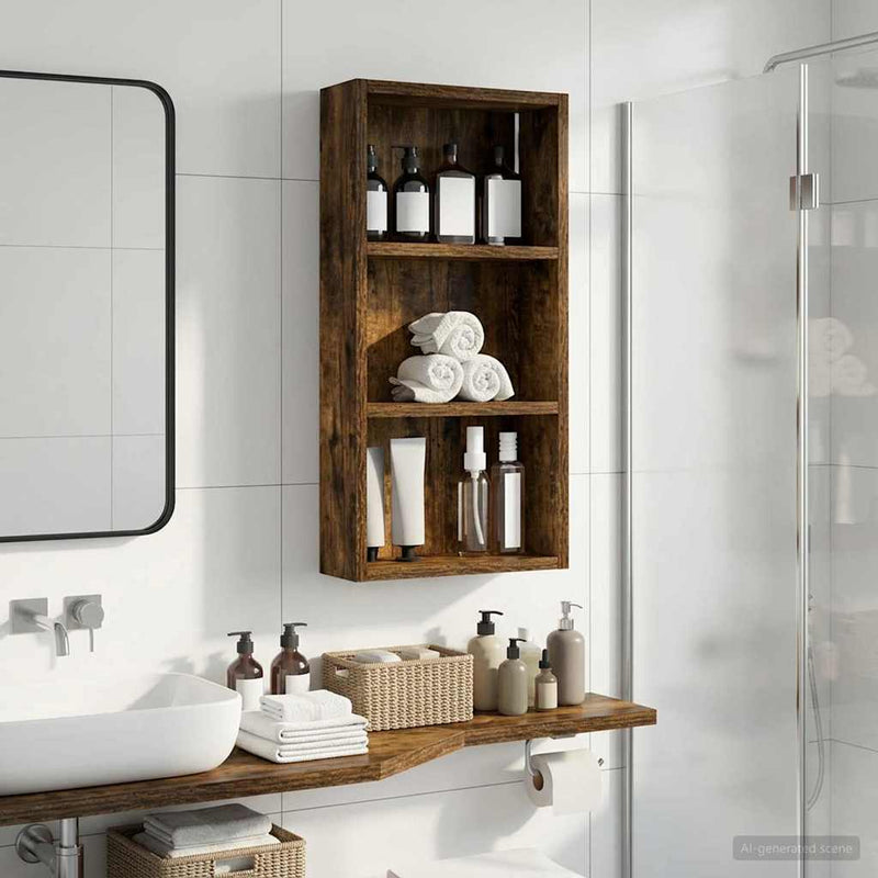 Dulap de perete pentru baie Stejar Afumat 30 x 10 x 60,5 cm