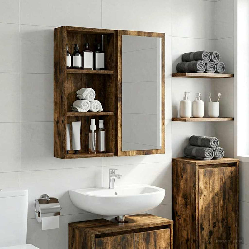 Dulap de perete pentru baie Stejar Afumat 30 x 10 x 60,5 cm