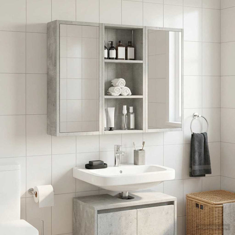 Dulap de perete pentru baie Gri Beton 30 x 14 x 70 cm
