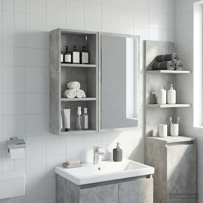 Dulap de perete pentru baie Gri Beton 30 x 14 x 70 cm