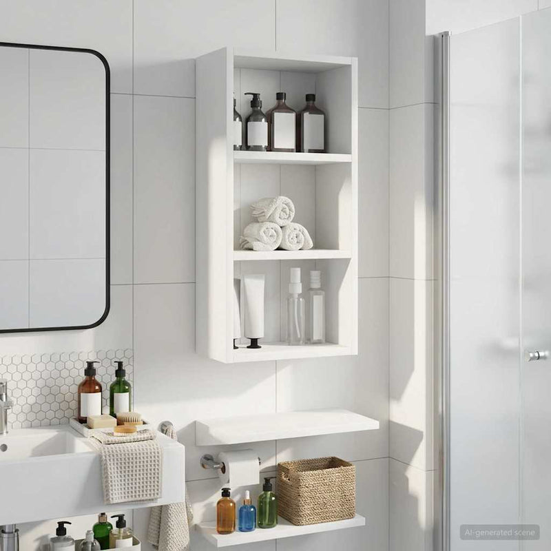 Dulap de perete pentru baie Alb 30 x 16 x 62,5 cm