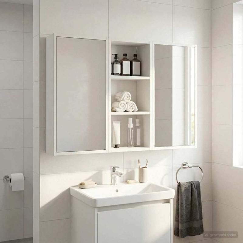 Dulap de perete pentru baie Alb 30 x 16 x 62,5 cm