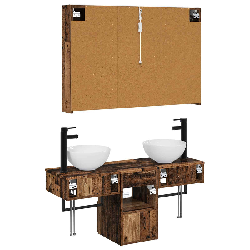 Set dulap baie 4 buc. Lemn vechi Lemn prelucrat