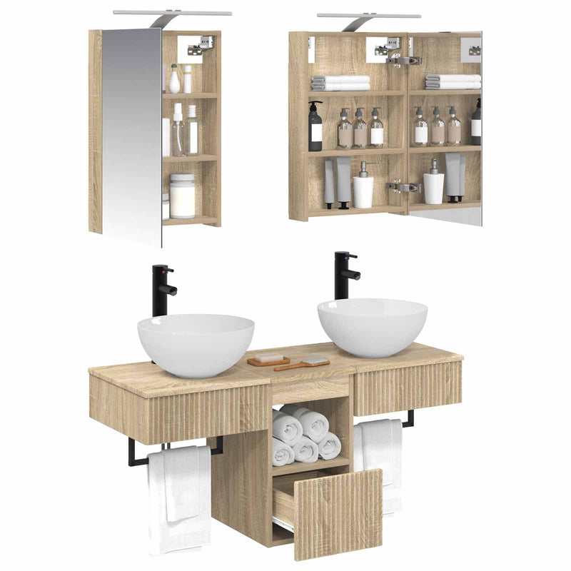 Set dulap baie 5 buc. Stejar Sonoma Lemn prelucrat