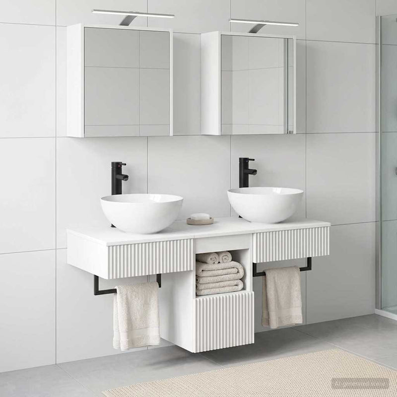 Set dulap baie 5 buc. Alb Lemn prelucrat