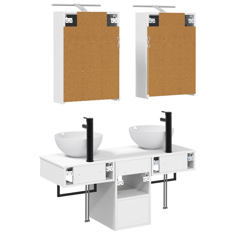 Set dulap baie 5 buc. Alb Lemn prelucrat