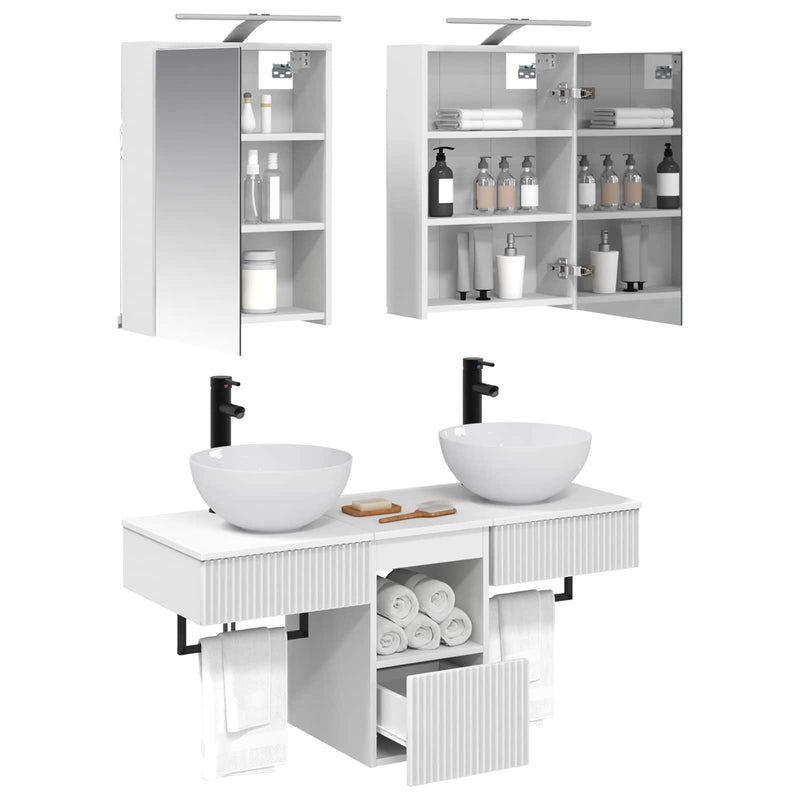 Set dulap baie 5 buc. Alb Lemn prelucrat