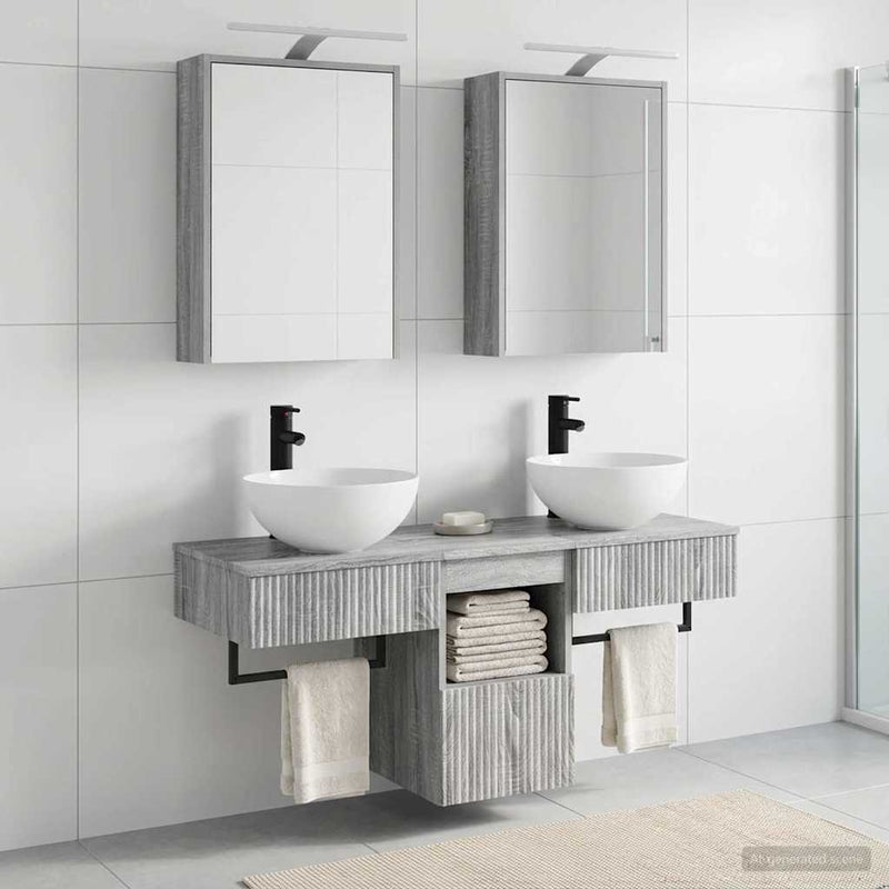 Set dulap baie 5 buc. Sonoma gri Lemn prelucrat