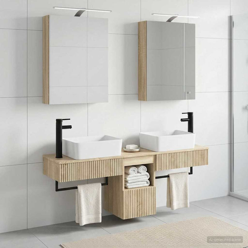 Set dulap baie 5 buc. Stejar Sonoma Lemn prelucrat