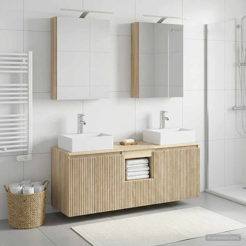 Set dulap baie 5 buc. Stejar Sonoma Lemn prelucrat