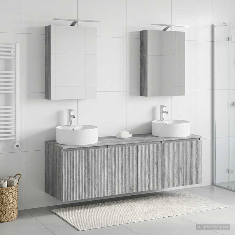 Set dulap baie 5 buc. Sonoma gri Lemn prelucrat