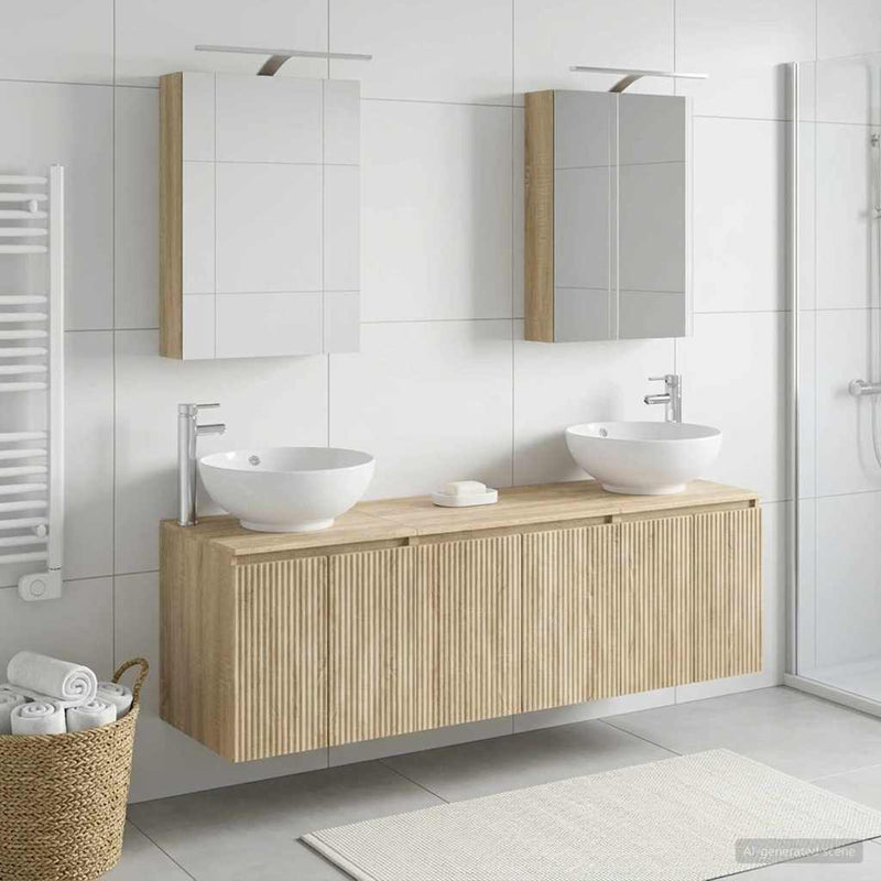 Set dulap baie 5 buc. Stejar Sonoma Lemn prelucrat