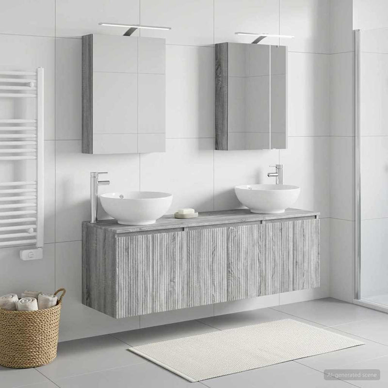 Set dulap baie 5 buc. Sonoma gri Lemn prelucrat