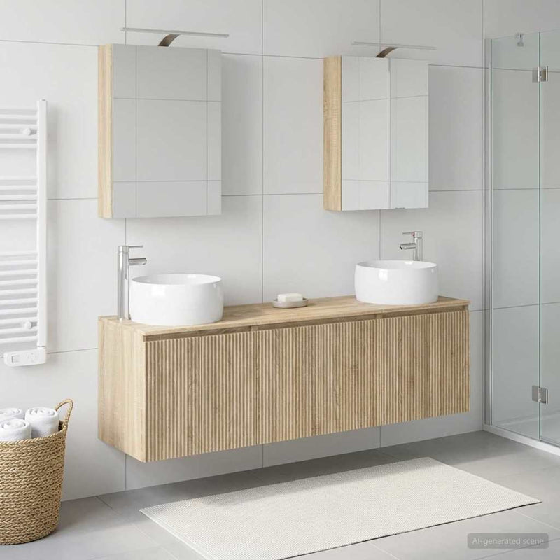 Set dulap baie 5 buc. Stejar Sonoma Lemn prelucrat