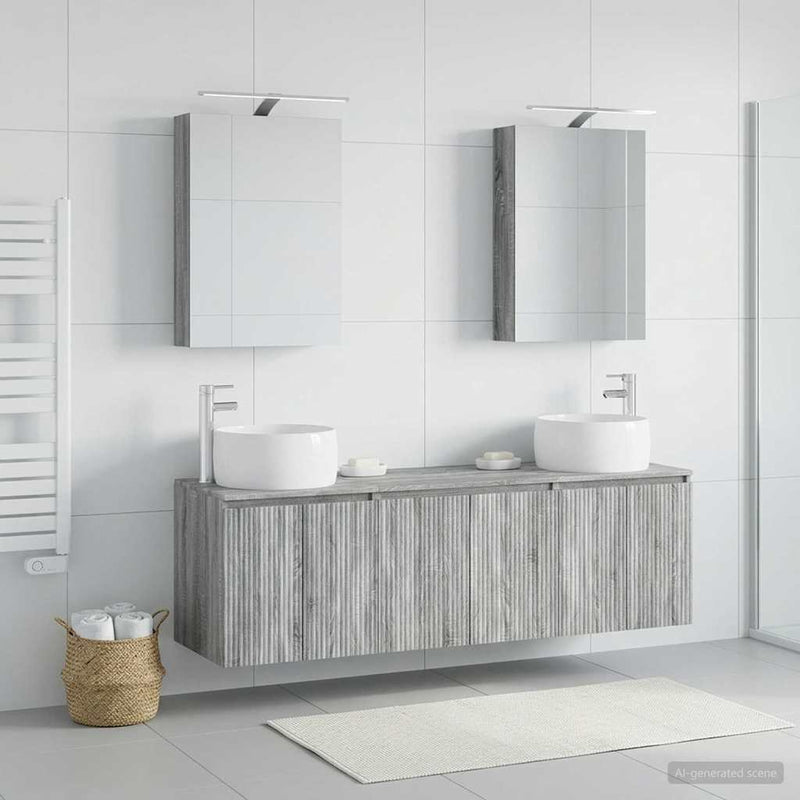 Set dulap baie 5 buc. Sonoma gri Lemn prelucrat