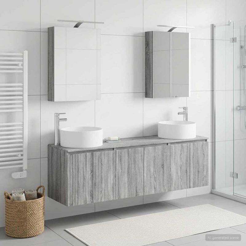 Set dulap baie 5 buc. Sonoma gri Lemn prelucrat