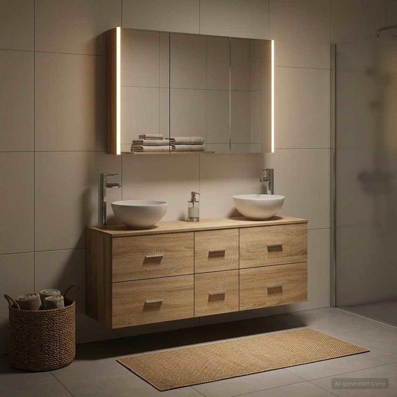 Set de mobilier pentru baie 4 buc. Stejar Sonoma