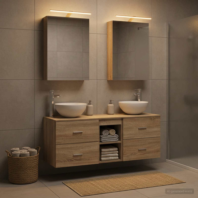 Set de mobilier pentru baie 5 buc. Stejar Sonoma