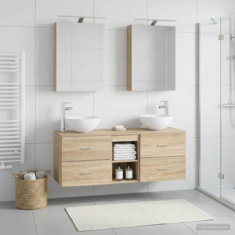 Set de mobilier pentru baie 5 buc. Stejar Sonoma
