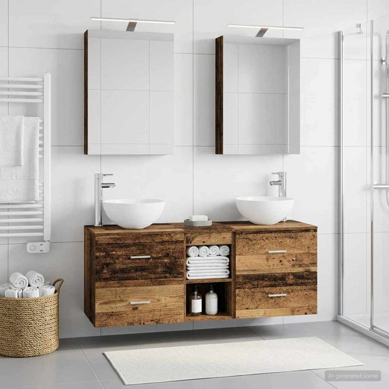 Set de mobilier pentru baie 5 buc. Lemn vechi