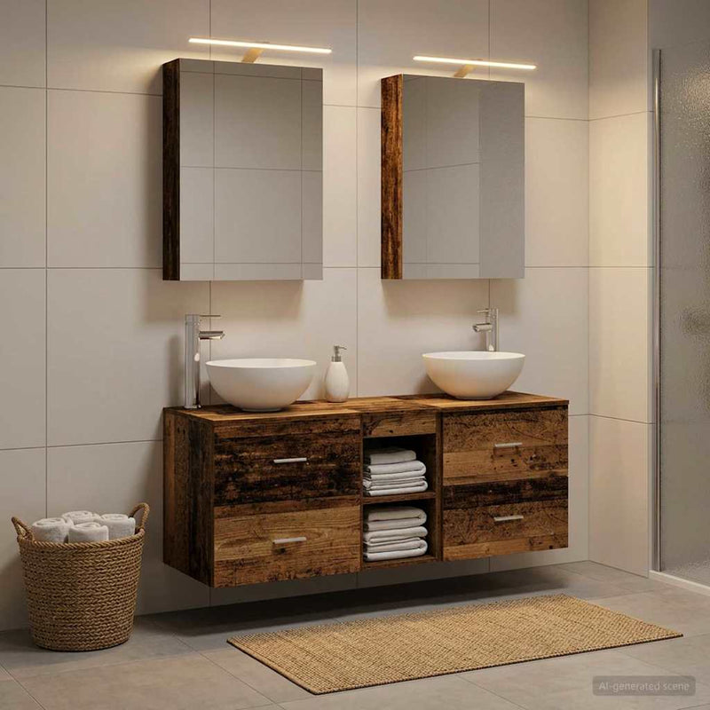 Set de mobilier pentru baie 5 buc. Lemn vechi