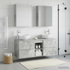 Set de mobilier pentru baie 5 buc. Gri Beton
