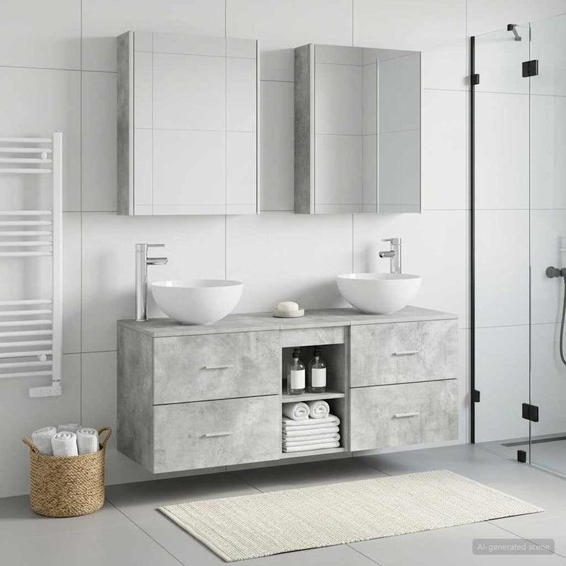 Set de mobilier pentru baie 5 buc. Gri Beton