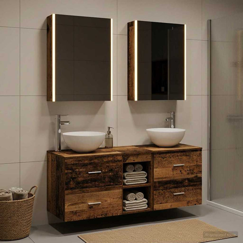 Set de mobilier pentru baie 5 buc. Lemn vechi
