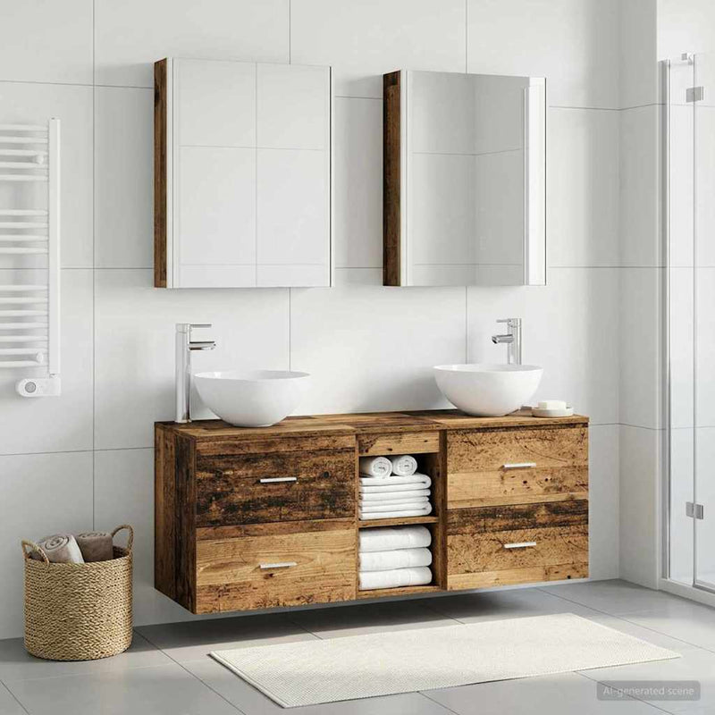 Set de mobilier pentru baie 5 buc. Lemn vechi