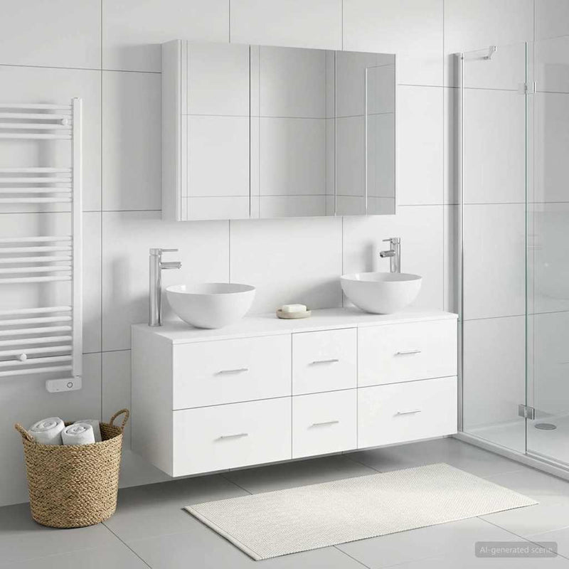 Set de mobilier pentru baie 4 buc. Alb Lemn prelucrat și sticlă