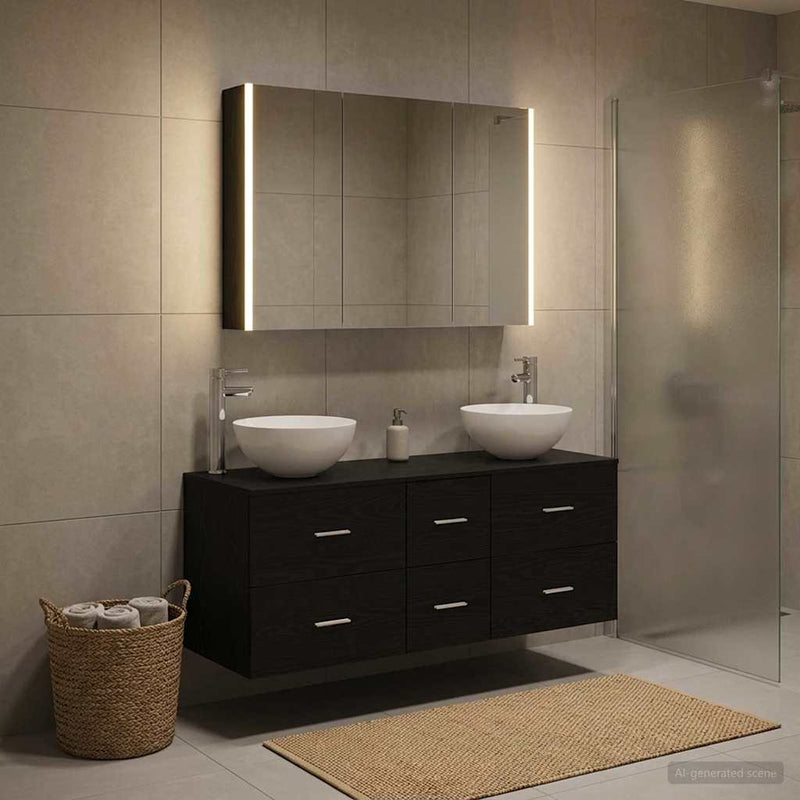 Set de mobilier pentru baie 4 buc. Stejar Negru