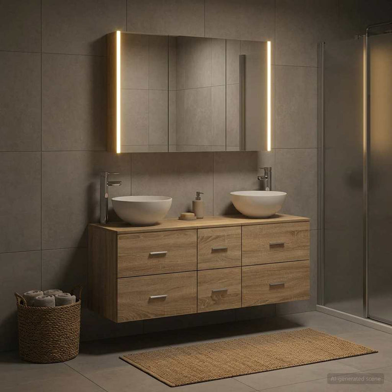 Set de mobilier pentru baie 4 buc. Stejar Sonoma