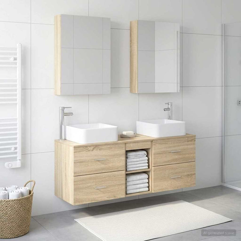 Set de mobilier pentru baie 5 buc. Stejar Sonoma