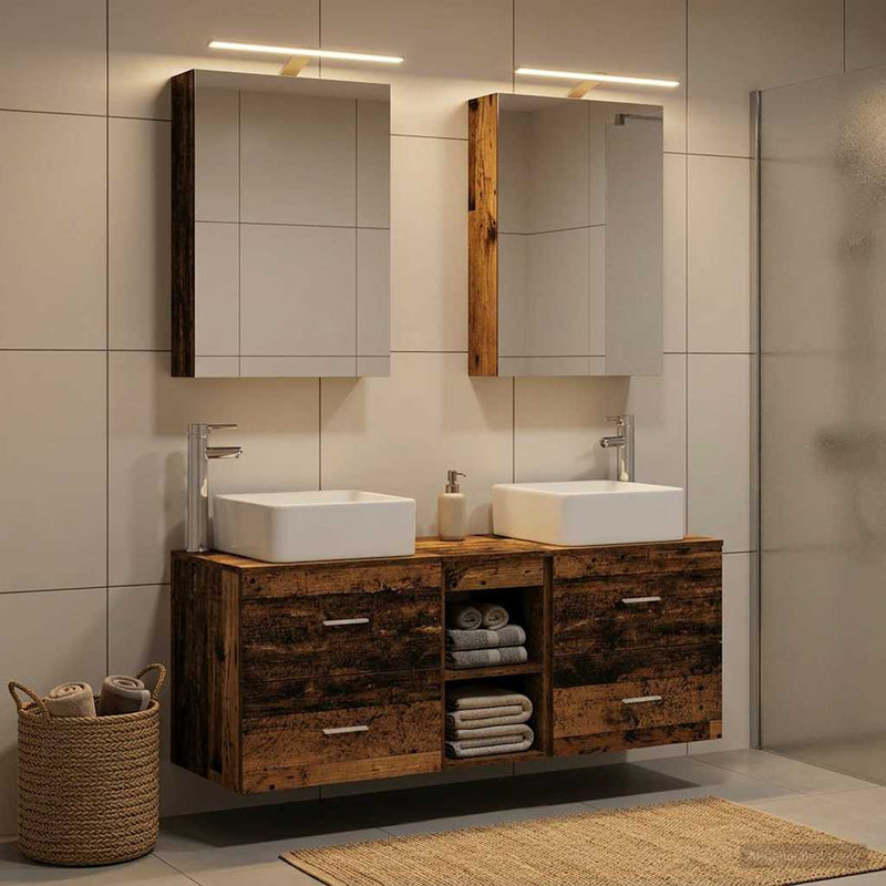 Set de mobilier pentru baie 5 buc. Lemn vechi