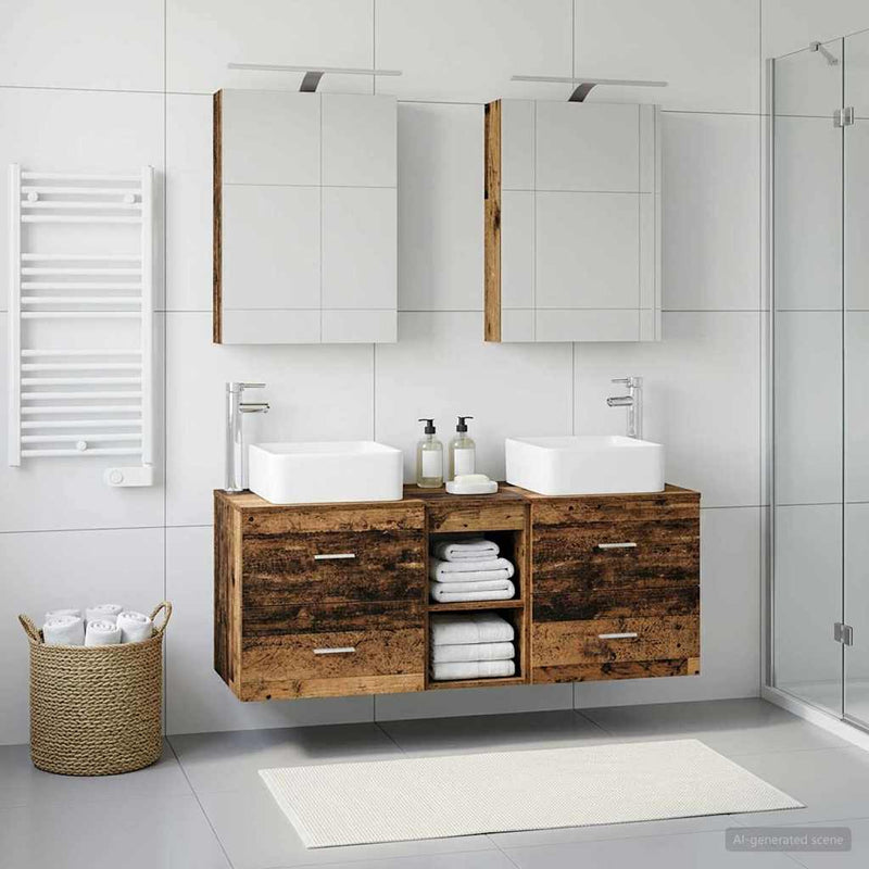 Set de mobilier pentru baie 5 buc. Lemn vechi