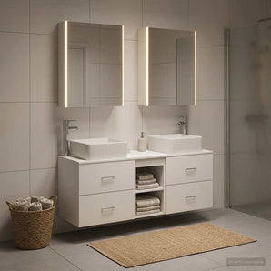 Set de mobilier pentru baie 5 buc. Alb Lemn prelucrat și sticlă