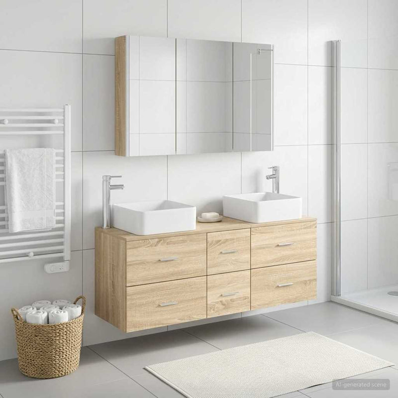 Set de mobilier pentru baie 4 buc. Stejar Sonoma