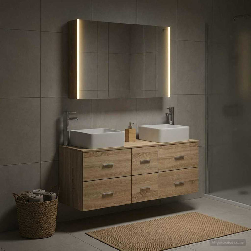Set de mobilier pentru baie 4 buc. Stejar Sonoma