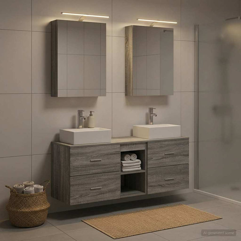 Set de mobilier pentru baie 5 buc. Sonoma gri