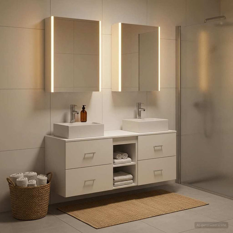 Set de mobilier pentru baie 5 buc. Alb Lemn prelucrat și sticlă