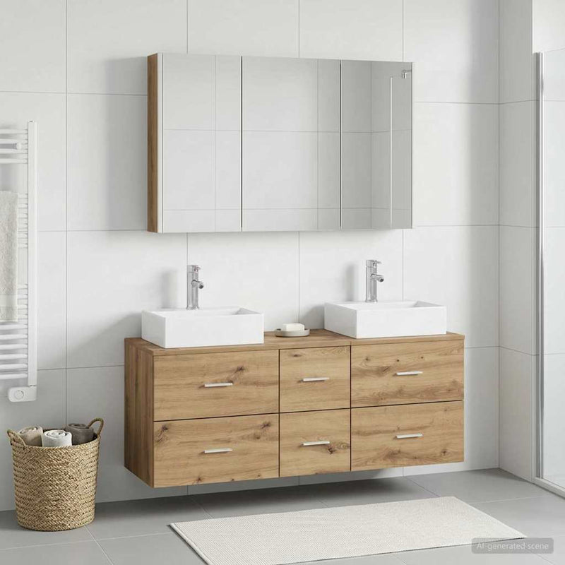 Set de mobilier pentru baie 4 buc. Stejar Artizanal