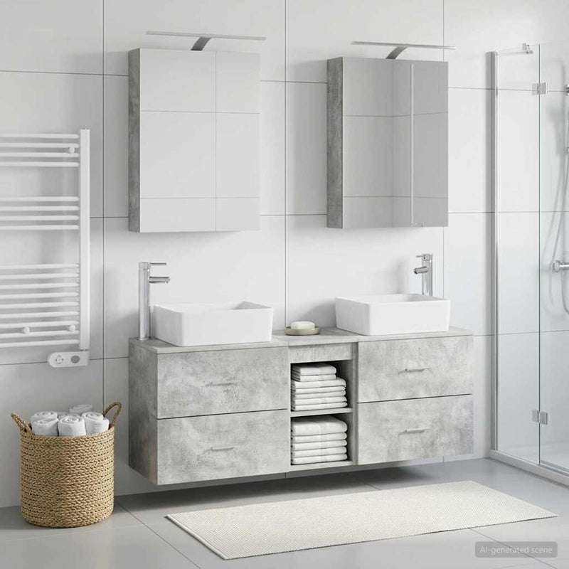 Set de mobilier pentru baie 5 buc. Gri Beton