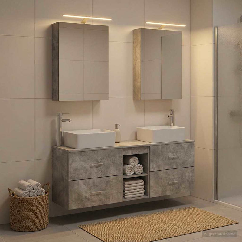 Set de mobilier pentru baie 5 buc. Gri Beton