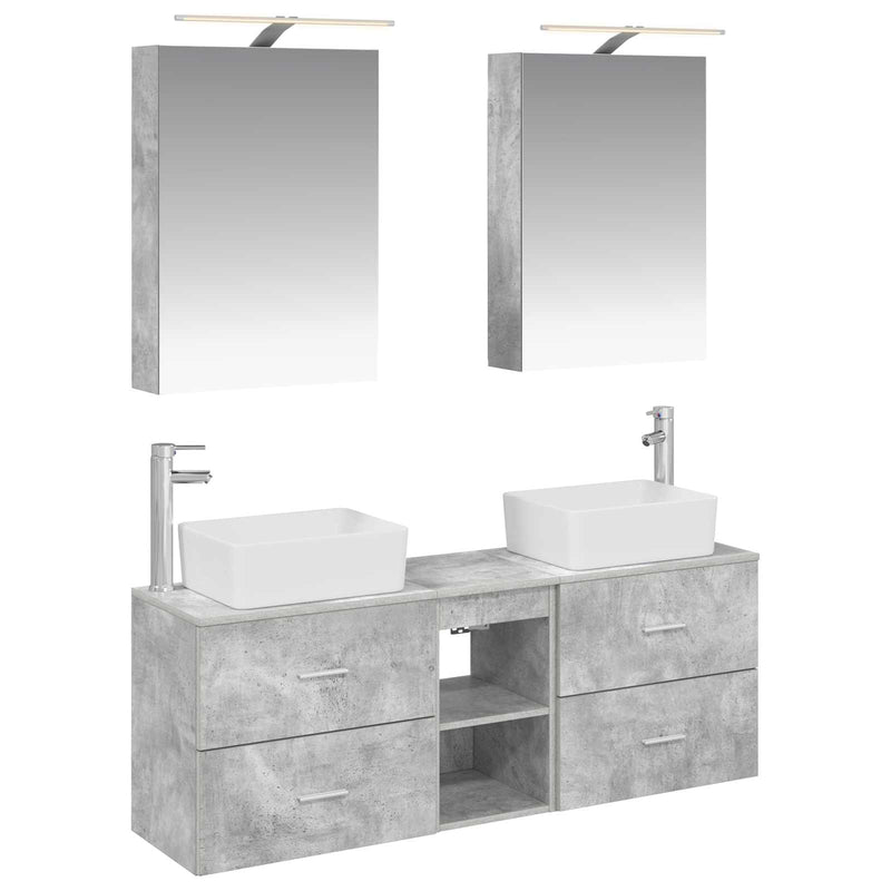 Set de mobilier pentru baie 5 buc. Gri Beton