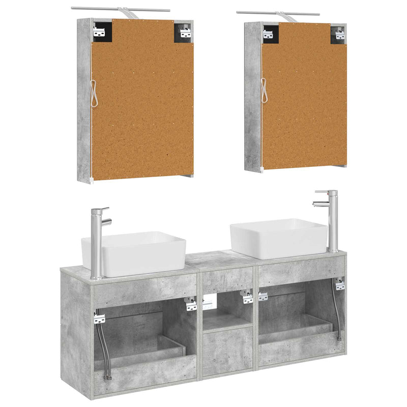 Set de mobilier pentru baie 5 buc. Gri Beton