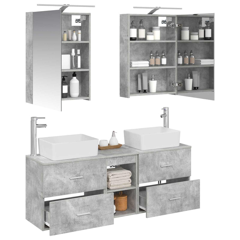 Set de mobilier pentru baie 5 buc. Gri Beton