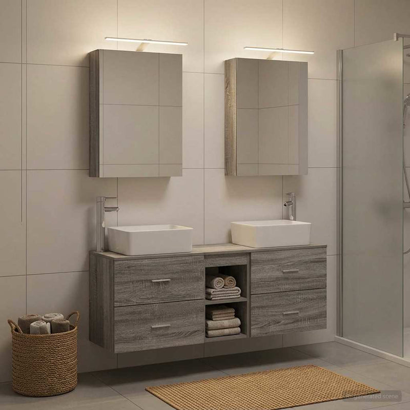 Set de mobilier pentru baie 5 buc. Sonoma gri