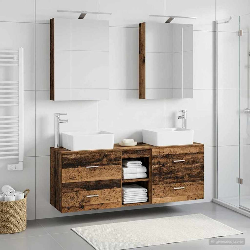 Set de mobilier pentru baie 5 buc. Lemn vechi