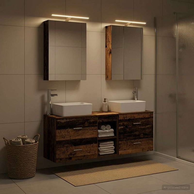 Set de mobilier pentru baie 5 buc. Lemn vechi